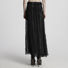 PUNK RAVE Women's Gothic Buckle Split Chiffon Skirt Black