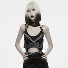 PUNK RAVE Women's Gothic Buckle Strap Chain Halter Body Harness