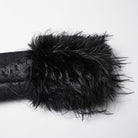 PUNK RAVE Women's Gothic Buckle Strap Turn-down Plush Collar Coat