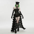 PUNK RAVE Women's Gothic Buckle-up Multi Layered Long Skirt