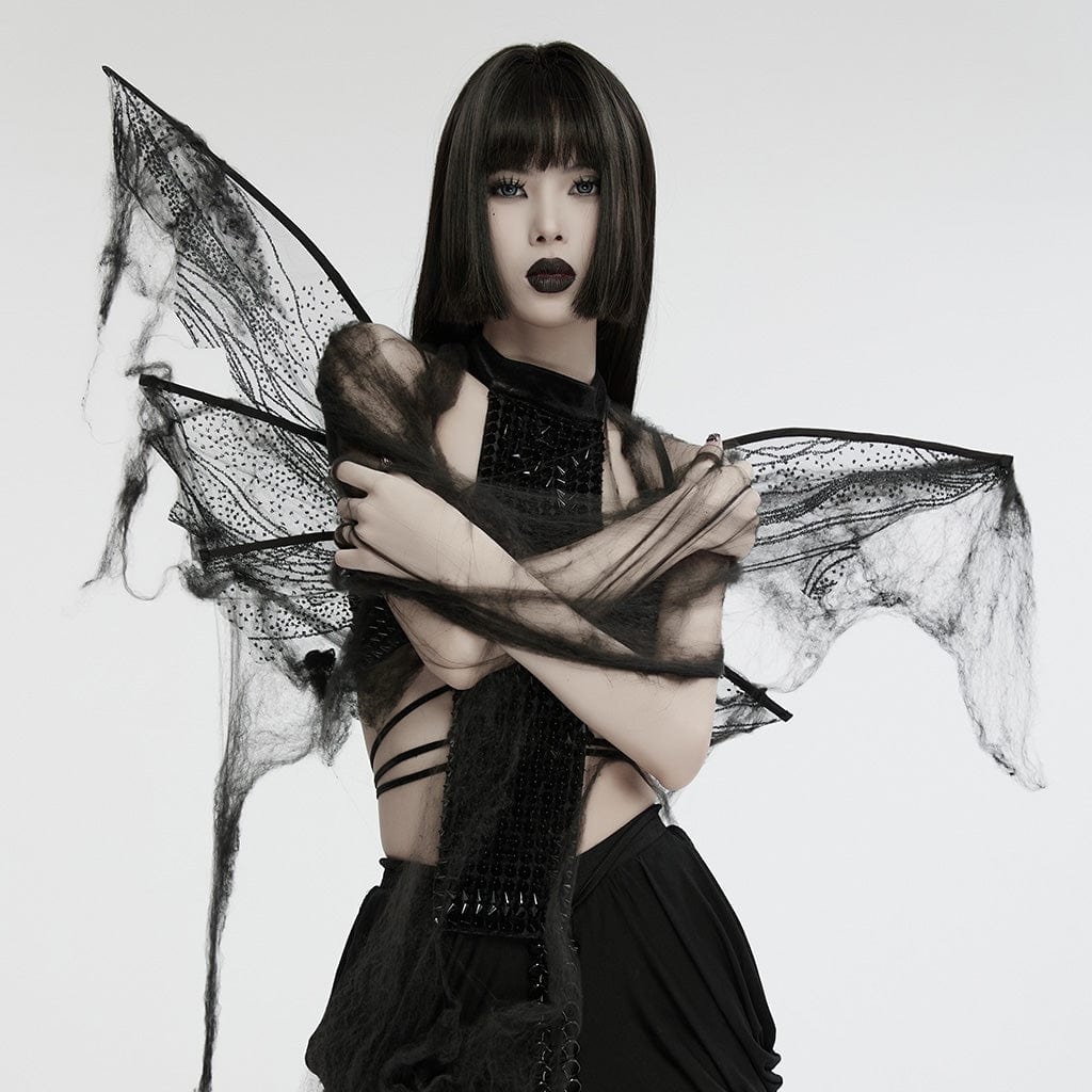 PUNK RAVE Women's Gothic Butterfly Mesh Wings