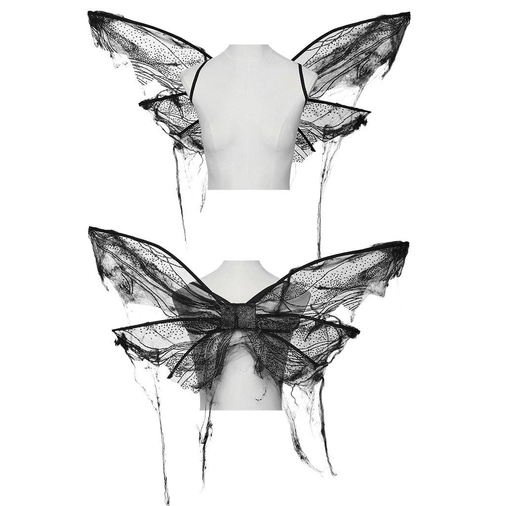 PUNK RAVE Women's Gothic Butterfly Mesh Wings