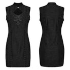 PUNK RAVE Women's Gothic Cheongsam Collar Floral Embroidered Prom Dress