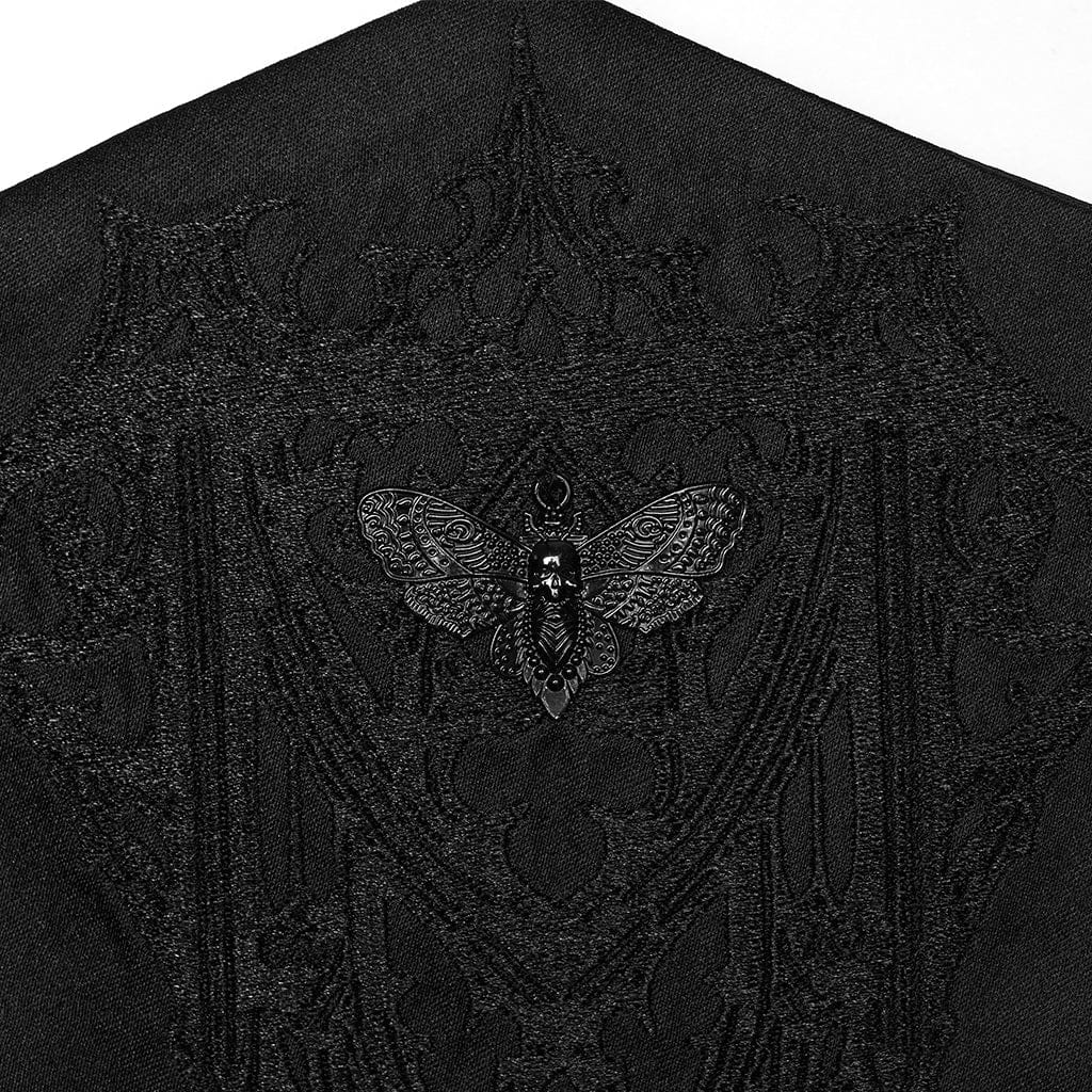 PUNK RAVE Women's Gothic Church Embroidered Hawk-moth Lace-up Underbust Corset