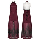 PUNK RAVE Women's Gothic Church Skull Printed Cross Halterneck Dress Graduation Dress