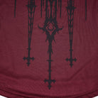 PUNK RAVE Women's Gothic Church Skull Printed Off Shoulder Mesh Top