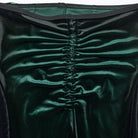 PUNK RAVE Women's Gothic Contrast Color Drawstring Velvet Flared Pants Green