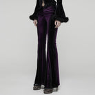 PUNK RAVE Women's Gothic Contrast Color Drawstring Velvet Flared Violet