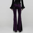 PUNK RAVE Women's Gothic Contrast Color Drawstring Velvet Flared Violet