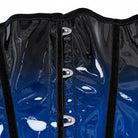 PUNK RAVE Women's Gothic Contrast Color Patent Leather Underbust Corset Blue