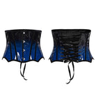 PUNK RAVE Women's Gothic Contrast Color Patent Leather Underbust Corset Blue
