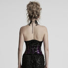 PUNK RAVE Women's Gothic Contrast Color Patent Leather Underbust Corset Purple