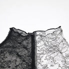 PUNK RAVE Women's Gothic Contrast Color Sheer Floral Lace Shirt