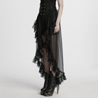 PUNK RAVE Women's Gothic Corset Ruffled Chiffon Skirt