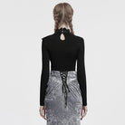 PUNK RAVE Women's Gothic Cowl Neck Lace Splice Shirt