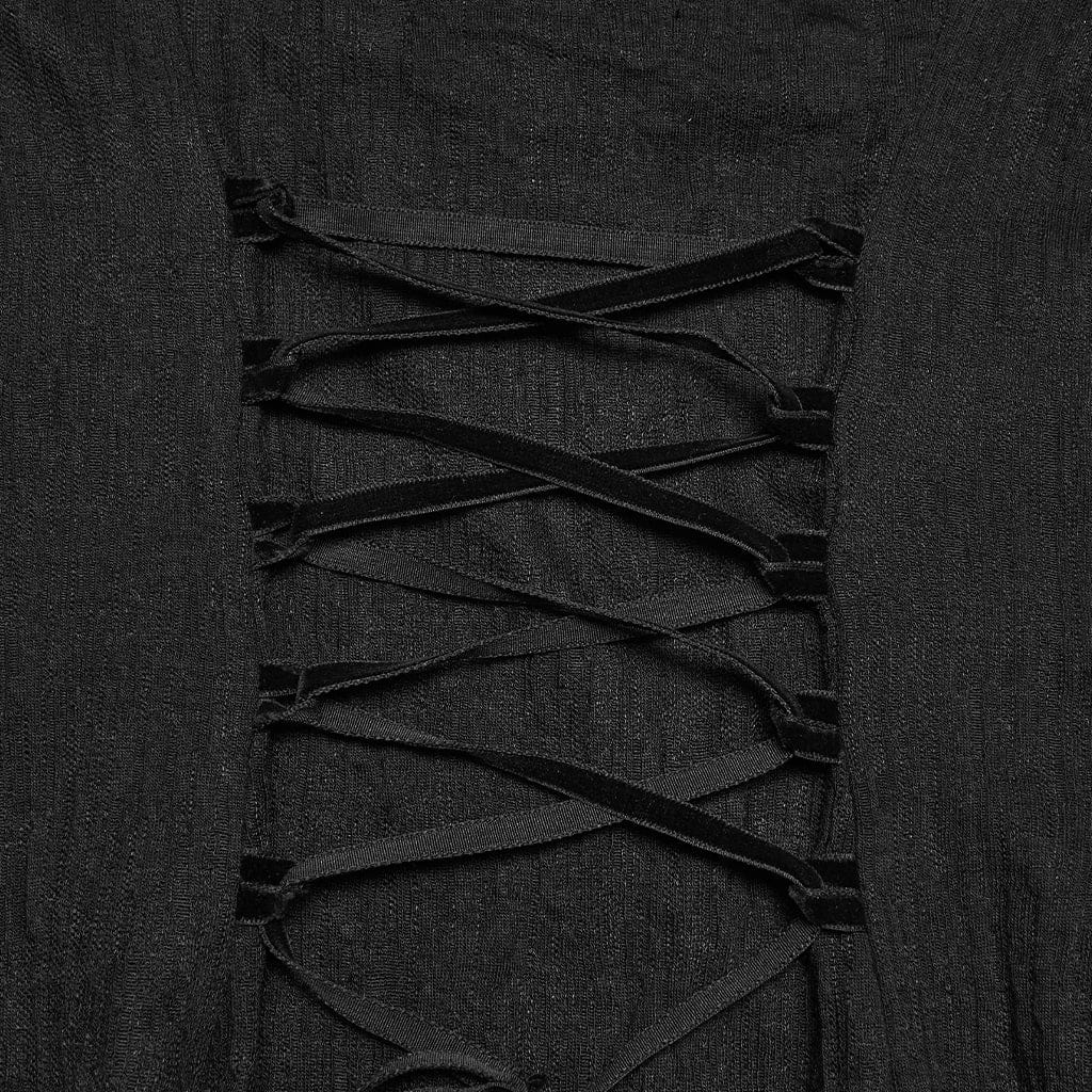 PUNK RAVE Women's Gothic Crochet Flower Slip Dress