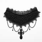 PUNK RAVE Damen Gothic Crosee Perlenbesetzter Spitzensaum Choker