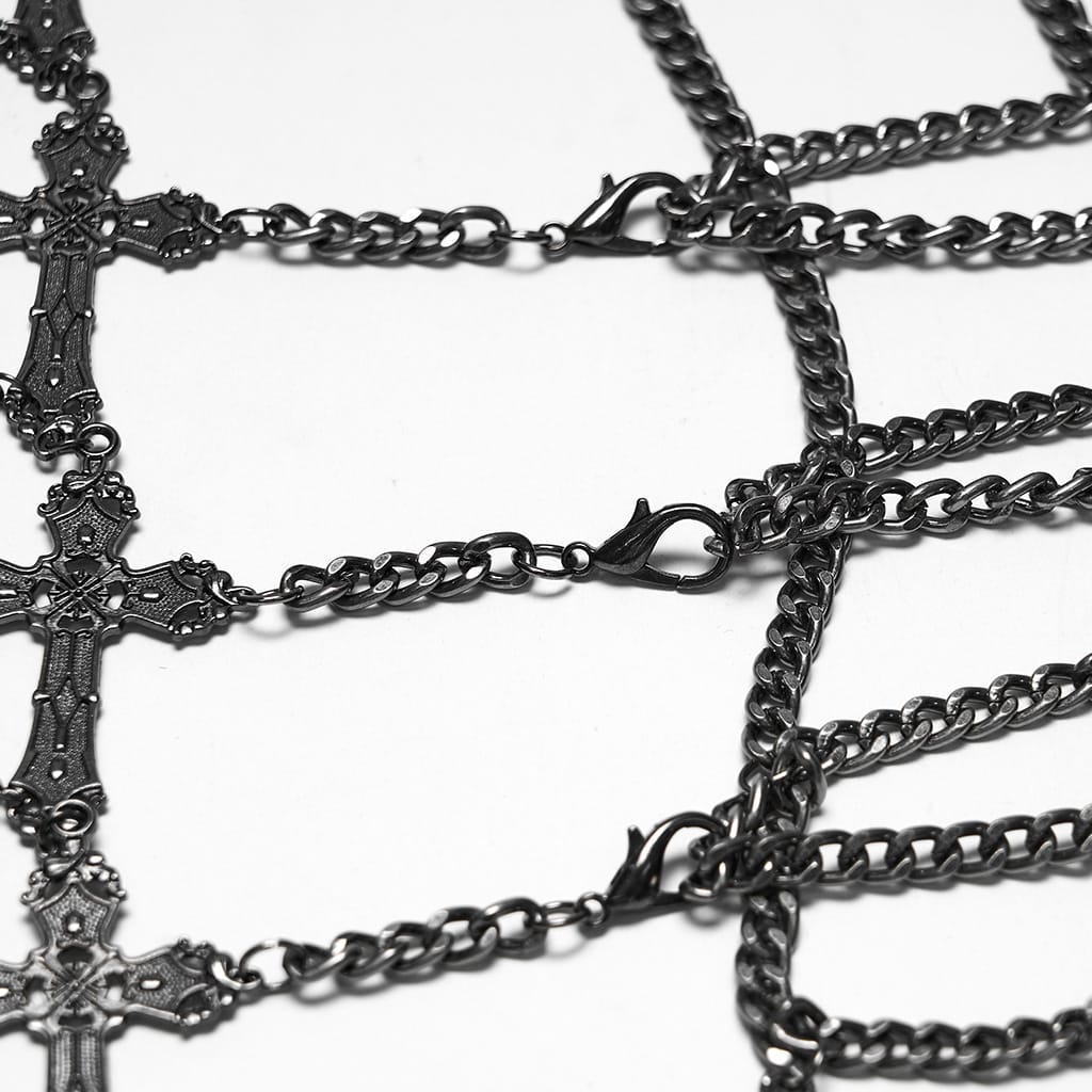 PUNK RAVE Women's Gothic Cross Chain Hip Body Harness