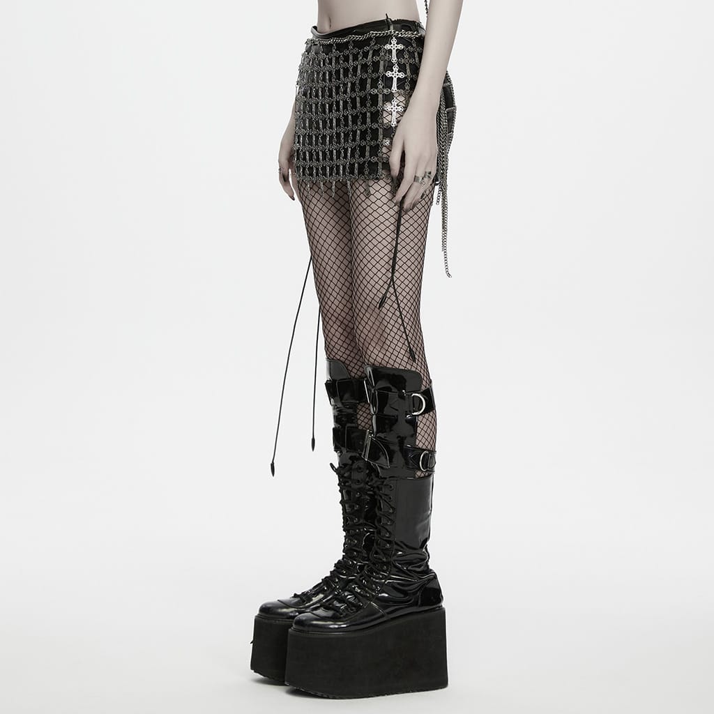 PUNK RAVE Women's Gothic Cross Chain Hip Body Harness