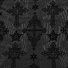 PUNK RAVE Women's Gothic Cross Flocking Mesh Sheer T-shirt