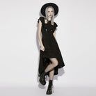 PUNK RAVE Women's Gothic Cross Halterneck High Low Dress