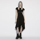 PUNK RAVE Women's Gothic Cross Halterneck High Low Dress