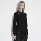 PUNK RAVE Women's Gothic Cross Lace-up Turn-down Collar Shirt