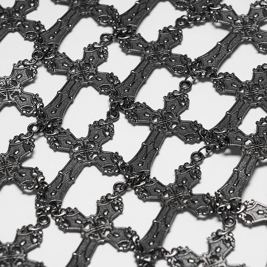 PUNK RAVE Women's Gothic Cross Layered Chain Chest Body Harness