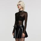 PUNK RAVE Women's Gothic Cross Mesh Shirt