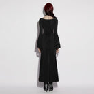 PUNK RAVE Women's Gothic Cross Square-cut Collar Flared Sleeved Dress Black