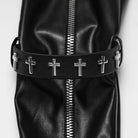 PUNK RAVE Women's Gothic Cross Strap Zipper Long Gloves