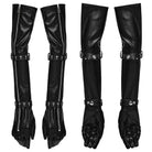 PUNK RAVE Women's Gothic Cross Strap Zipper Long Gloves