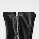 PUNK RAVE Women's Gothic Cross Strap Zipper Long Gloves