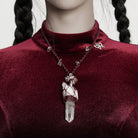 PUNK RAVE Women's Gothic Crystal Woven Necklace White