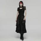 PUNK RAVE Women's Gothic Cutout Lace Short Sleeved Top