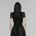 PUNK RAVE Women's Gothic Cutout Lace Short Sleeved Top