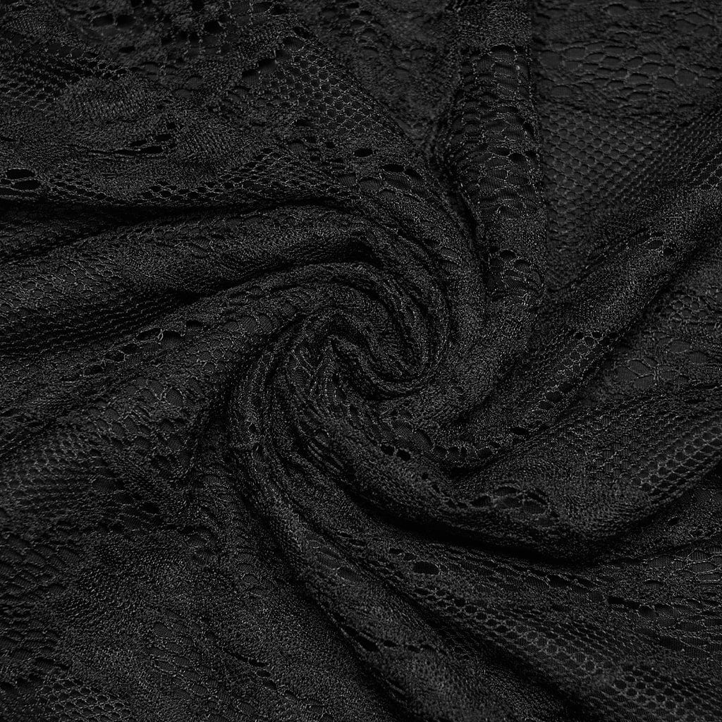 PUNK RAVE Women's Gothic Cutout Lace Short Sleeved Top