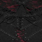 PUNK RAVE Women's Gothic Cutout Lace-up Chained Flare Sleeve Maxi Dress Black-Red