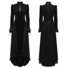 PUNK RAVE Women's Gothic Cutout Lace-up Irregular Hem Maxi Dress Black