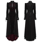 PUNK RAVE Women's Gothic Cutout Lace-up Irregular Hem Maxi Dress Black-Red