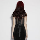 PUNK RAVE Women's Gothic Decal Sheer Lace-up Overbust Corset Black
