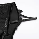 PUNK RAVE Women's Gothic Decal Sheer Lace-up Overbust Corset Black