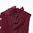 PUNK RAVE Women's Gothic Decal Sheer Lace-up Overbust Corset Red