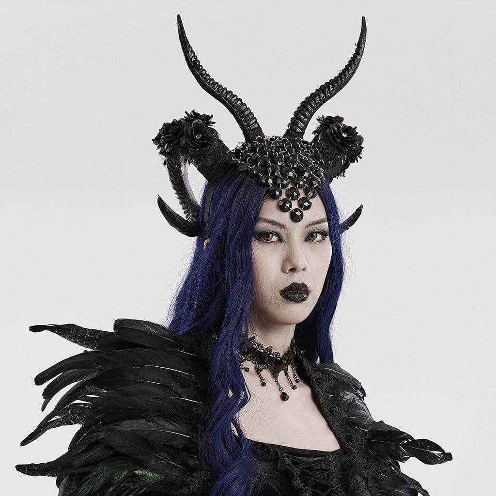 PUNK RAVE Women's Gothic Demon Horn Headwear