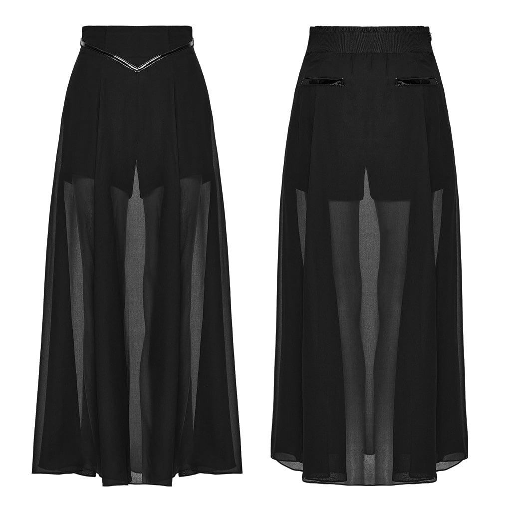 PUNK RAVE Women's Gothic Double-layered High-waisted Skirt