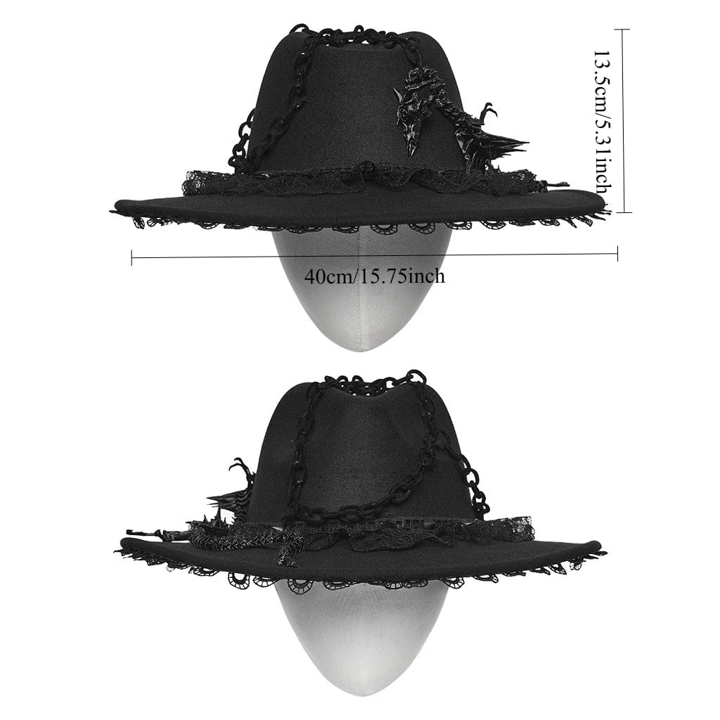 PUNK RAVE Women's Gothic Dragon Bone Rivet Hat