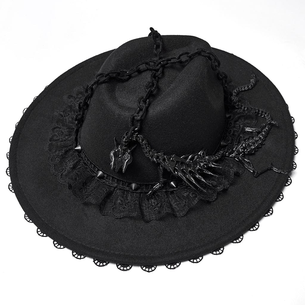 PUNK RAVE Women's Gothic Dragon Bone Rivet Hat