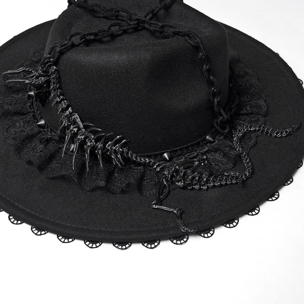 PUNK RAVE Women's Gothic Dragon Bone Rivet Hat