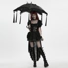PUNK RAVE Women's Gothic Embroidered Applique Lace Trim Umbrella