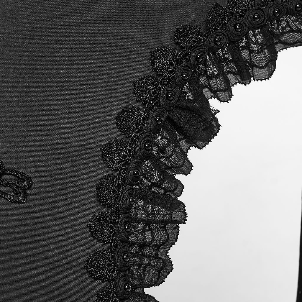 PUNK RAVE Women's Gothic Embroidered Applique Lace Trim Umbrella
